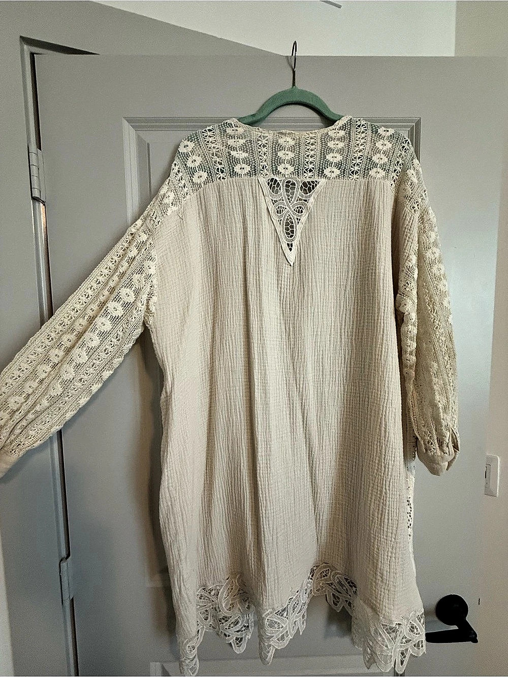 Miss Me Lace Mini Dress in Cream Size Medium